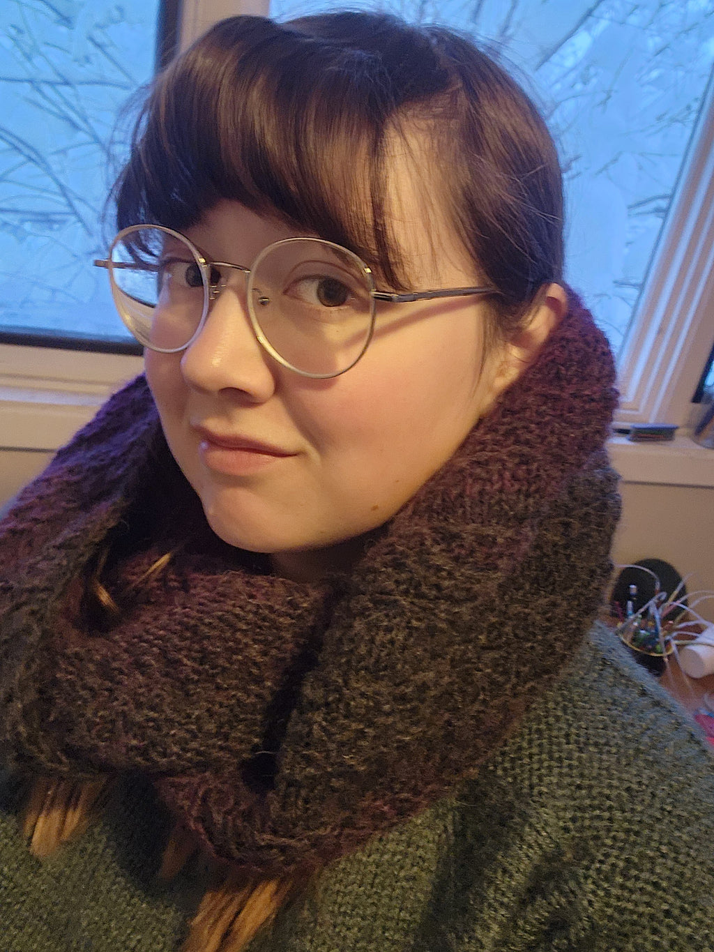 Charcoal + Purple nice stitch cowl