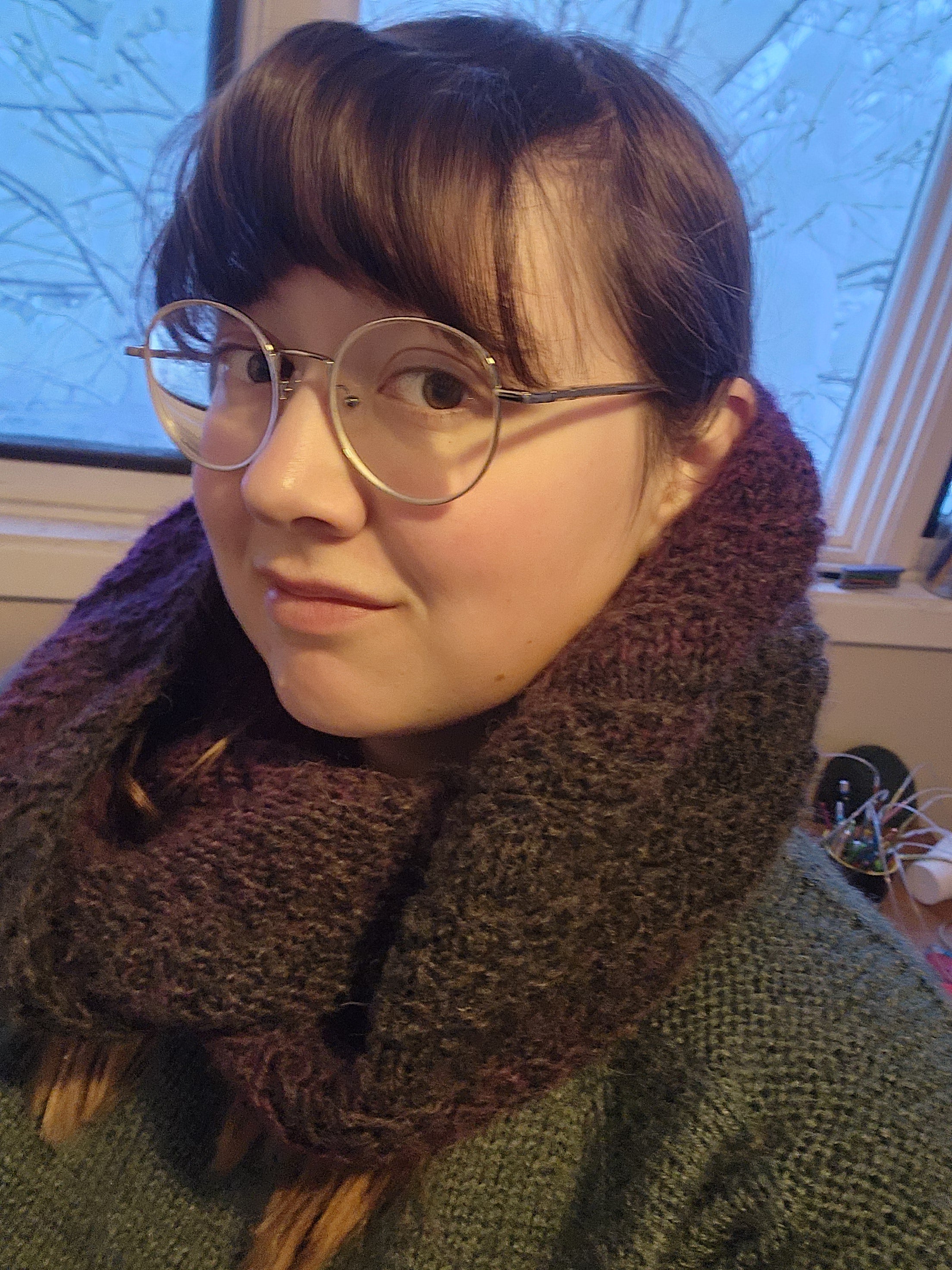 Charcoal + Purple nice stitch cowl