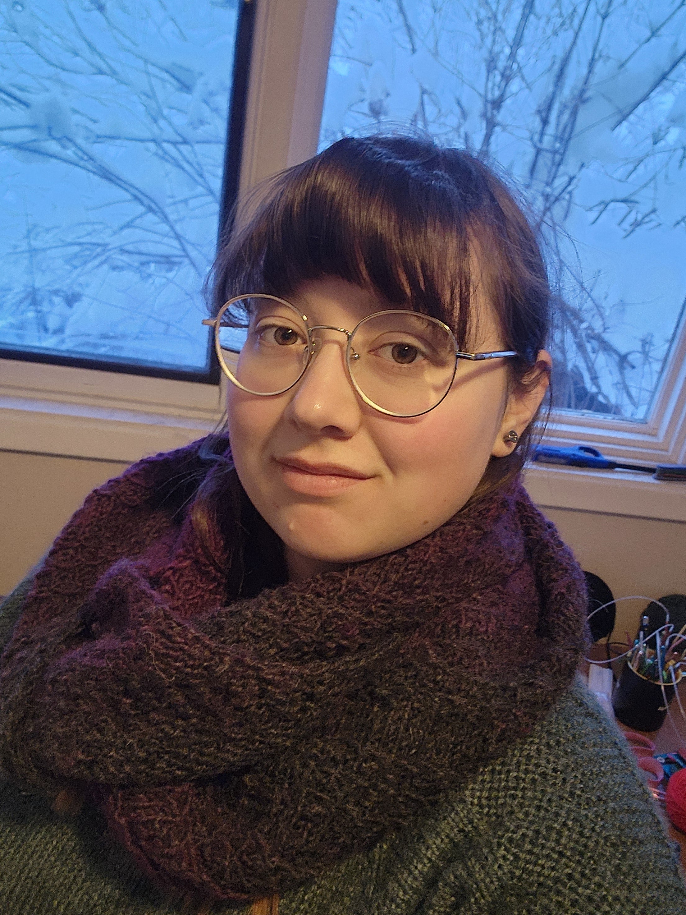 Charcoal + Purple nice stitch cowl